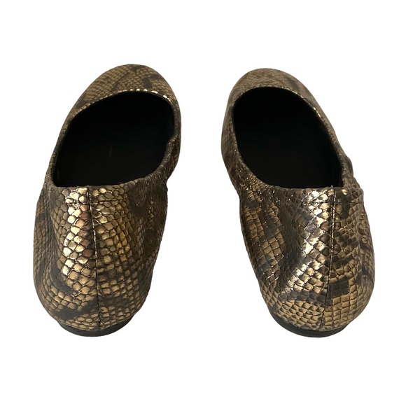 New VERA WANG - Size 7.5 “Lillian” Gold Mekong Snake Leather Flats Bronze Ballet - Picture 6 of 8